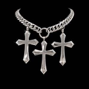 Title Silver Triple Cross Necklace 9 F 6 F